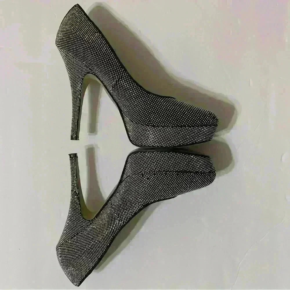 Enzo Angiolini Women Silver Elegant Metallic Platform Pump Heels 10M